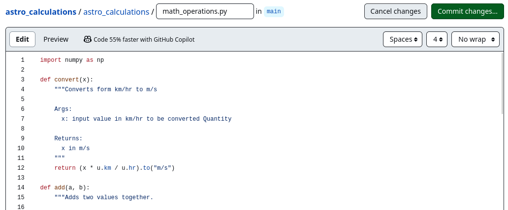 Commiting changes via GitHub