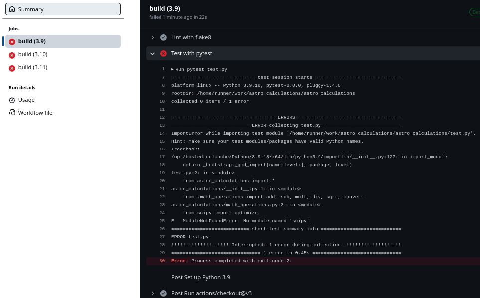 Details of failed workflow